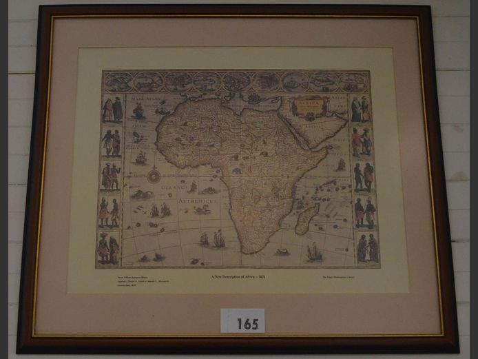 FRAMED MAP PRINT OF AFRICA 1631, 46 x 34cm