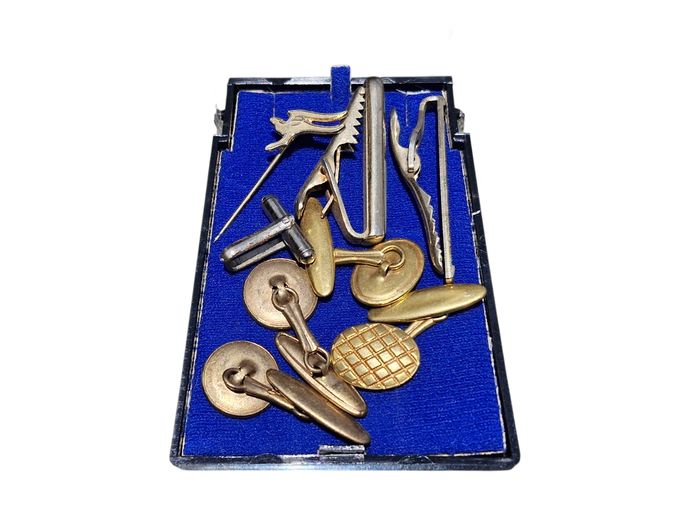 Collection of Vintage Gold Plated Tie Clips & Cufflinks