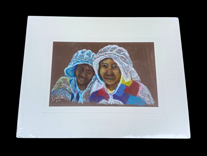 "Kindred Spirits in Traditional Dress" Original Pastel Portrait by Inéz