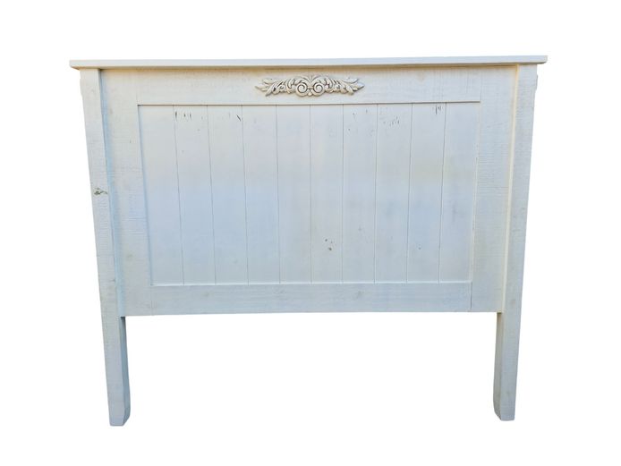 Shabby Chic Style White Washed Wooden Headboard