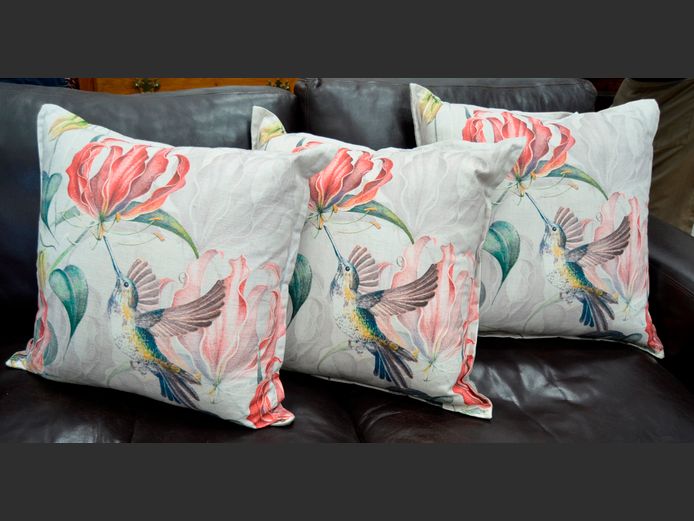 SET OF 3 FLORAL PATTERNED SCATTER CUSHIONS, 55 x 55cm
