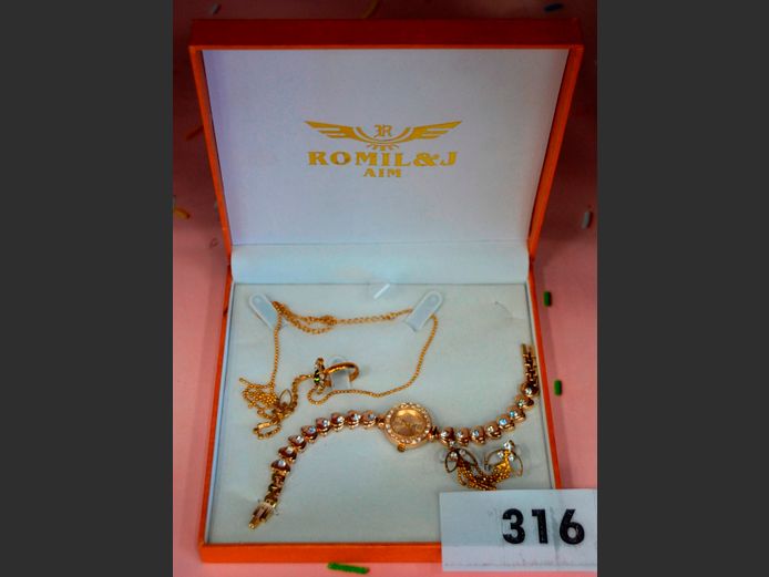 ROMIL & J WATCH, NECKLACE, RING & EARRING SET