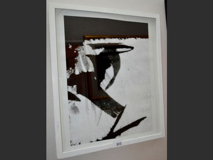 BOX FRAMED ABSTRACT PRINT, 78 x 59cm [Damage to glass]