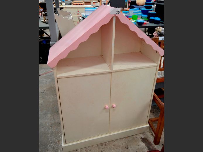 DOLL'S HOUSE WITH PINK ROOF, 90 x 31 x 123cm