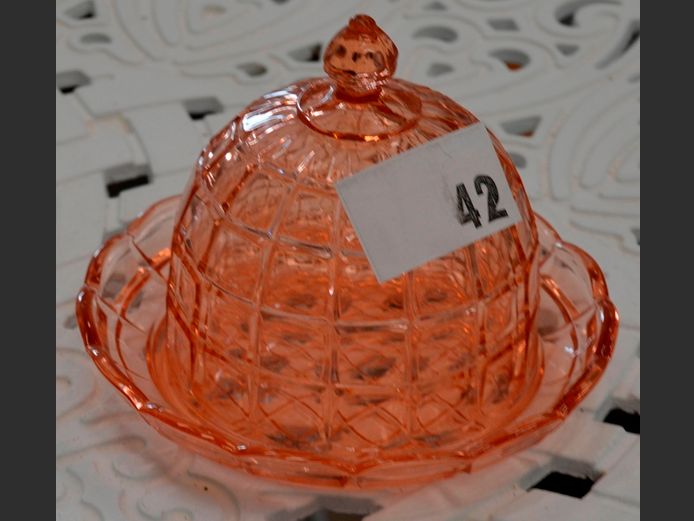 VINTAGE BOHEMIAN GLASS CHEESE DISH, 20cm Diameter x 14cm High