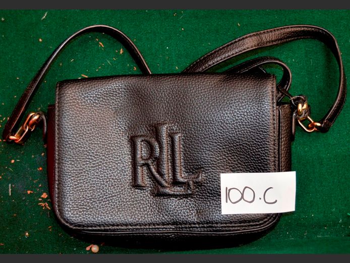 RALPH LAUREN BLACK LEATHER HANDBAG