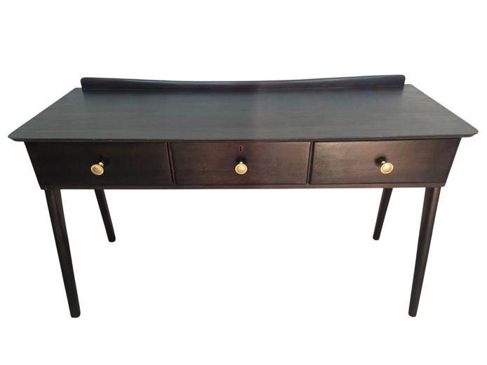 Mid-Century Modern Ebonized Three-Drawer Console Table