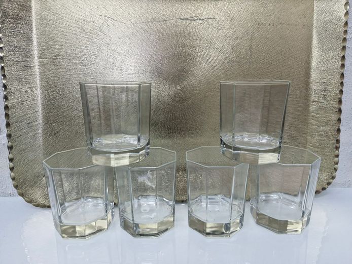 Vintage Octagonal Clear Glass Tumblers