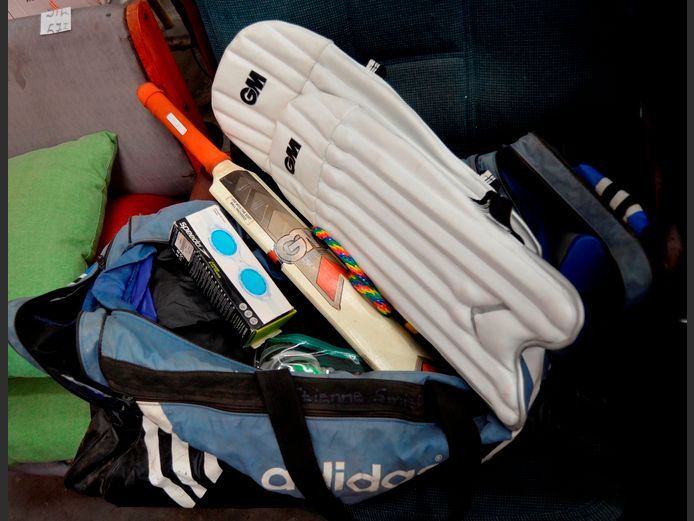 CRICKET BAT, PADS, GOGGLES, etc