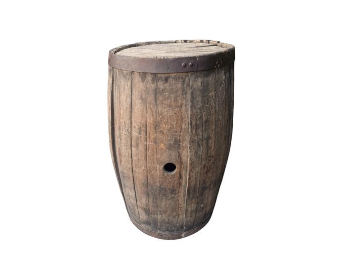 Vintage Rustic Oak Wine Barrel – Authentic Distressed Wooden Cask