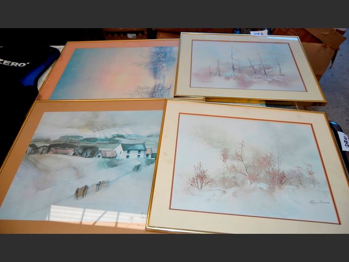 SET OF 4 ALUMINIUM FRAMED & SIGNED "LANDSCAPES" PRINTS