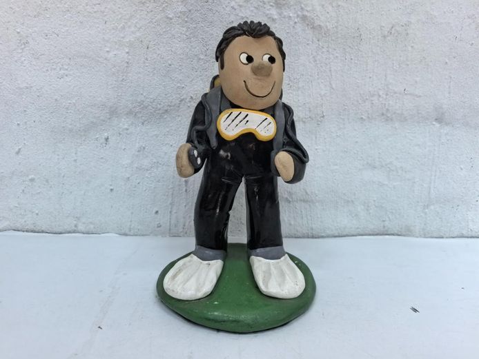 Handcrafted Studio Pottery Scuba Diver Clay Sculpture
