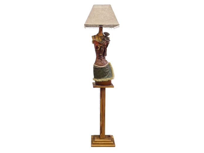 Victorian-Style Mannequin Mannequin-Bust Floor Lamp on Pedestal