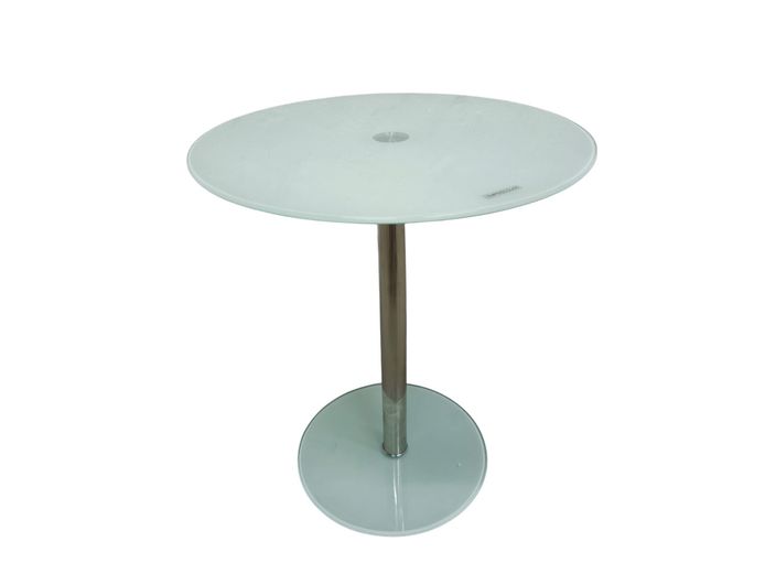 Modern Contemporary Round Frosted Tempered Glass Side Table