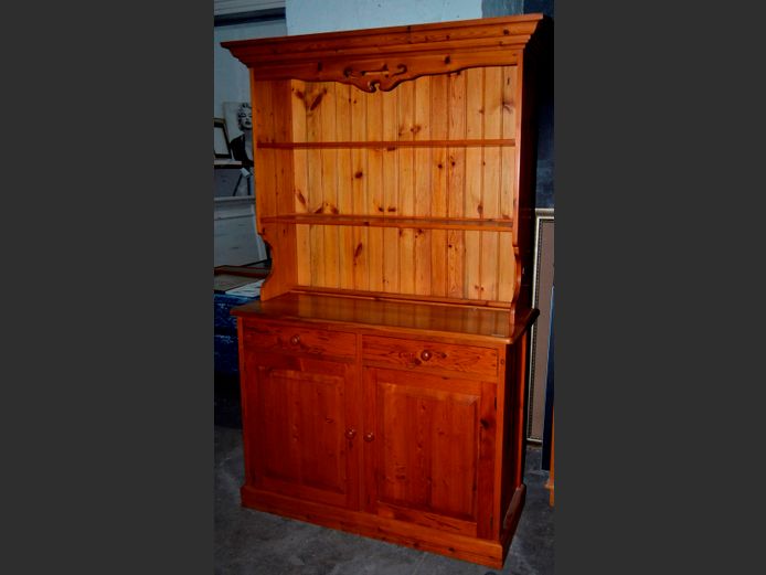 OREGON PINE 2-PIECE, 2-DOOR, 2-DRAWER WELSH DRESSER, 128 x 50 x 198cm