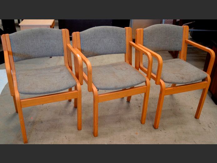 SET OF 3 BENTWOOD VISITOR'S CHAIRS [Need a clean]