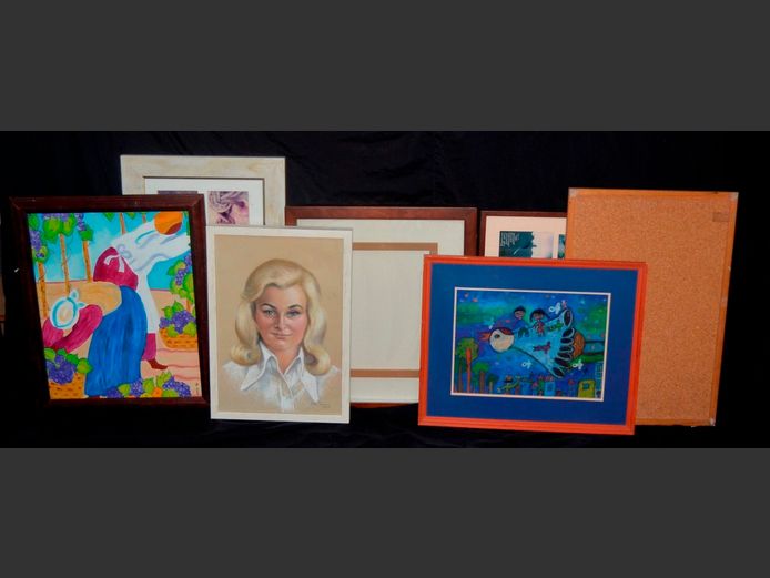 MIXED MEDIA "PORTRAIT", FRAMED PRINTS, etc