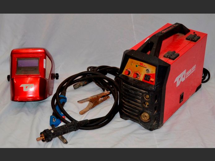 TRADEARC MIG 2060M WELDER WITH ELECTRODES & HELMET [Switches on, untested further]
