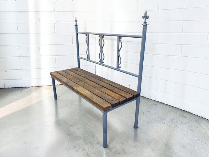Vintage-Inspired Wrought Iron & Timber Garden Bench