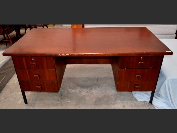 IMBUIA 6-DRAWER DESK, 163 x 88 x 73cm [Scratched]