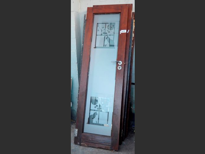 PAIR MERANTI & GLASS DOORS, 202 x 122cm