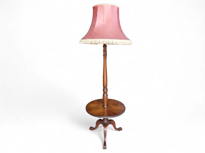 Mahogany Queen Anne Style Floorlamp with Center Table