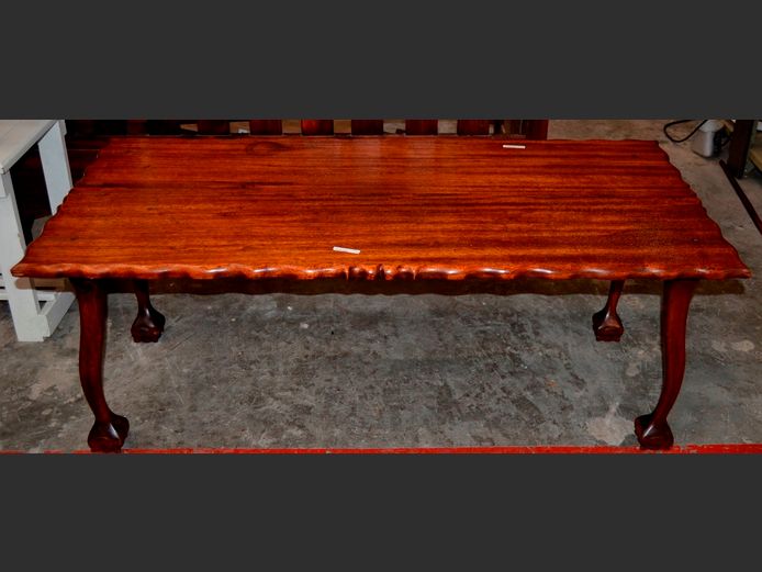 IMBUIA BALL & CLAW RECTANGULAR COFFEE TABLE, 121 x 57 x 45cm
