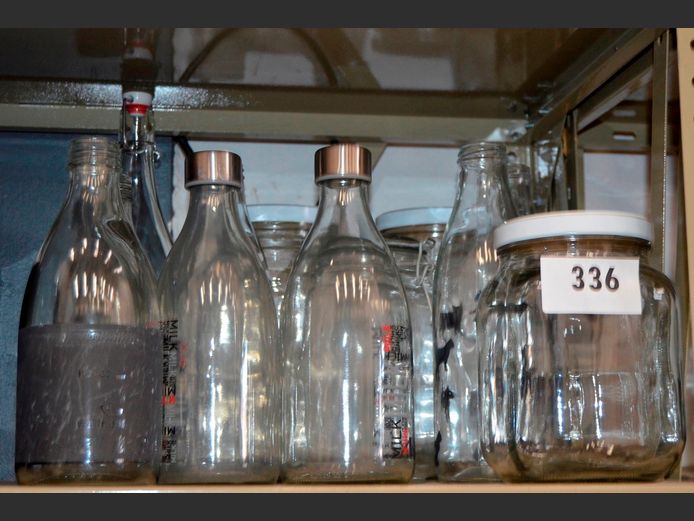 STORAGE JARS, MILK BOTTLES, etc