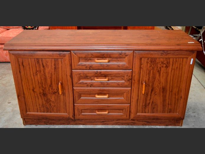 IMBUIA FOIL 4-DRAWER, 2-DOOR SIDEBOARD, 151 x 43 x 81cm