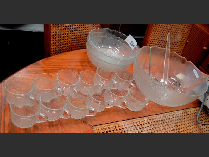PUNCH BOWL SET, GLASS BOWLS, etc