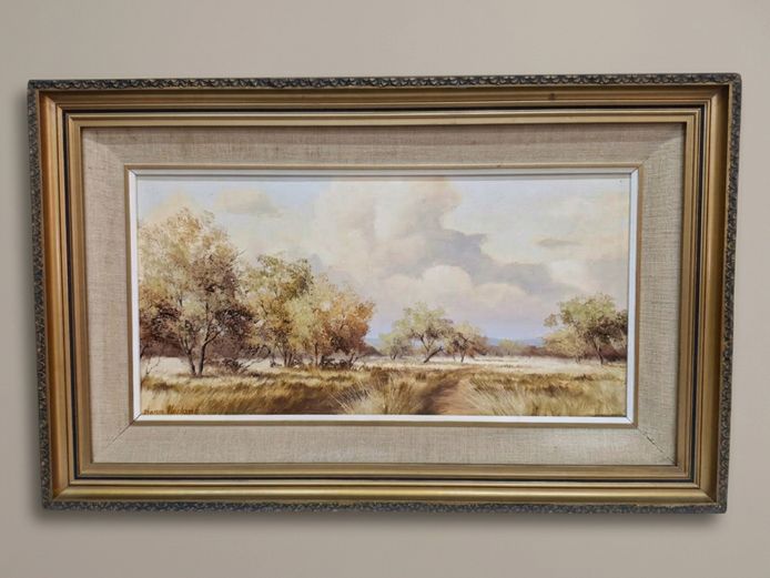 Thomas Hacking Vintage South African Veld Landscape Oil Painting