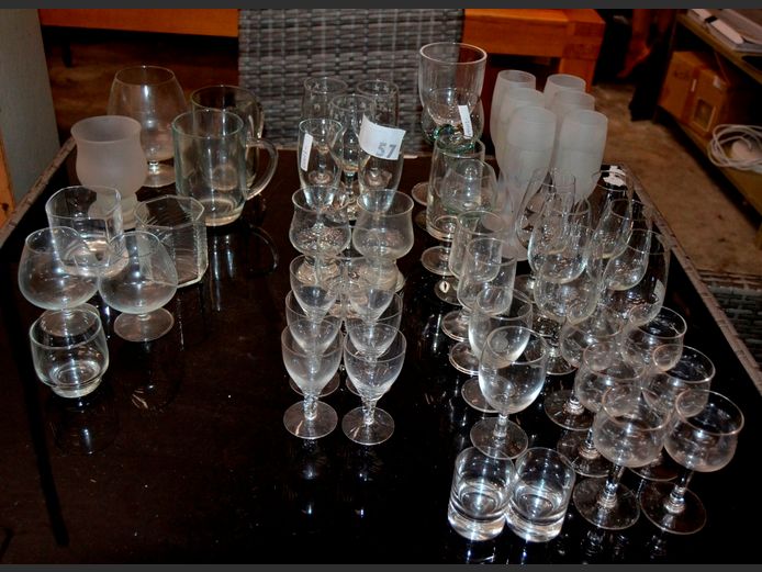 ASSORTED DRINKING GLASSES: WINE, SHERRY, CHAMPAGNE, etc