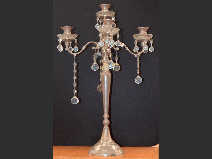 CHROME 5-ARM CANDELABRA, 61cm High