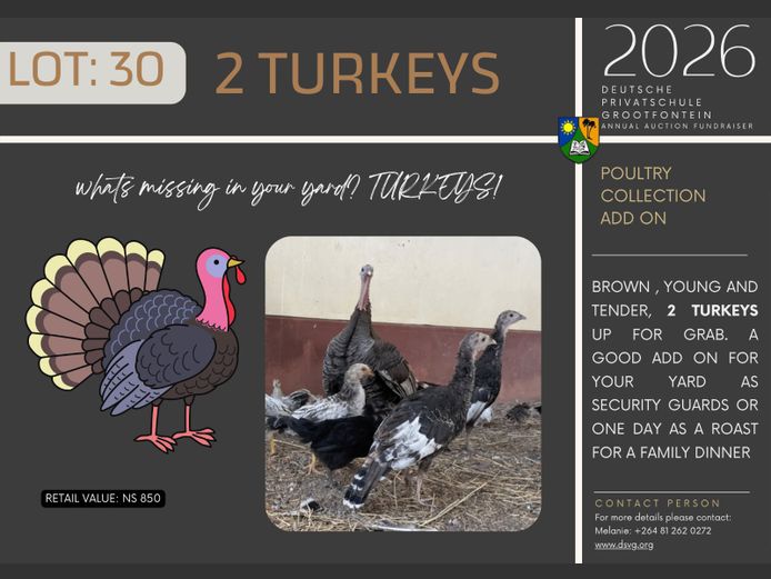 DEUTSCHE PRIVATSCHULE GROOTFONTEIN | 2 TURKEYS