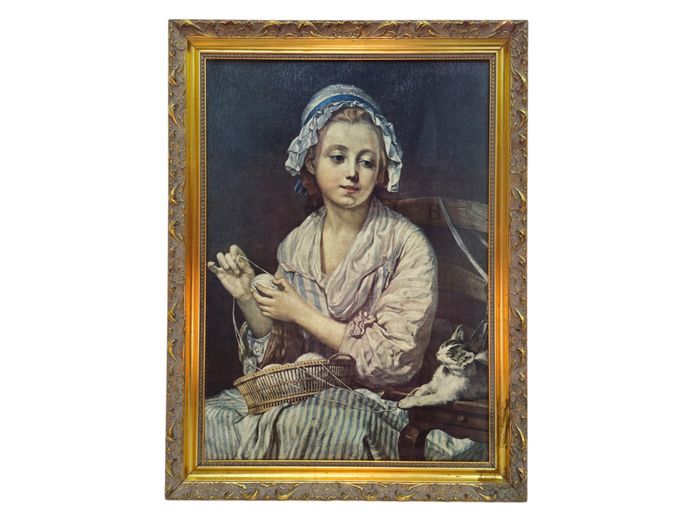 Framed Fine Art Print: The Wool Winder After Jean-Baptiste Greuze