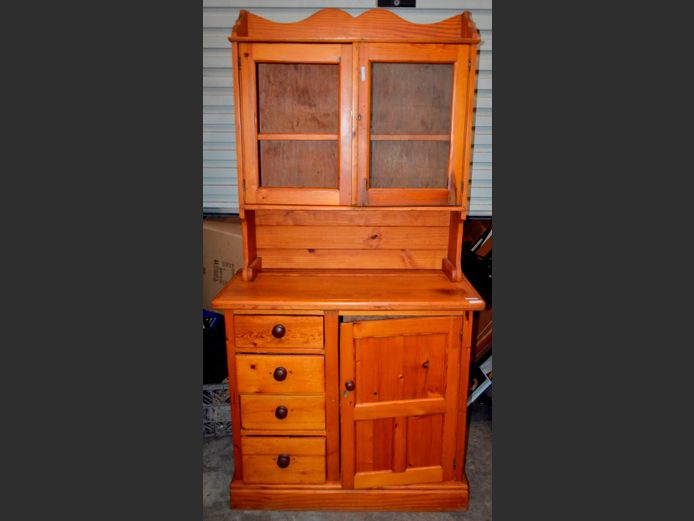 OREGON PINE & YELLOWWOOD 3-DOOR, 4-DRAWER DRESSER, 99 x 45 x 195cm