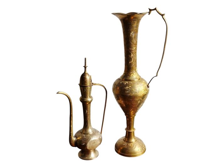 Extra Large Solid Brass Vase & Teapot