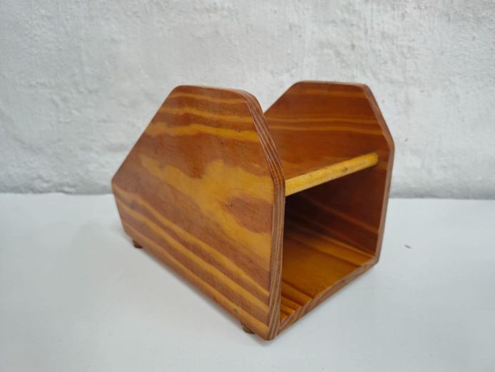 Vintage Pine Wood Telephone Directory Organizer