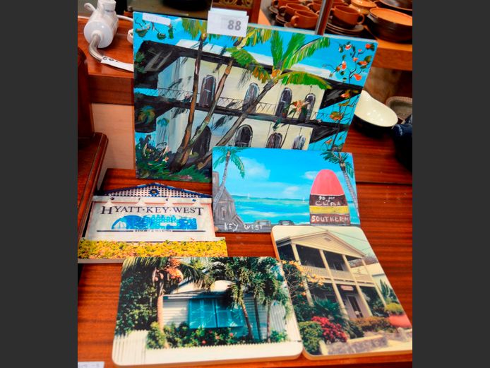 UNFRAMED OILS ON BOARD "KEY WEST", PRINTS ON BOARD, etc
