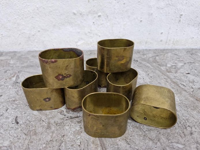 Set of 8 Oval Brass Napkin Rings