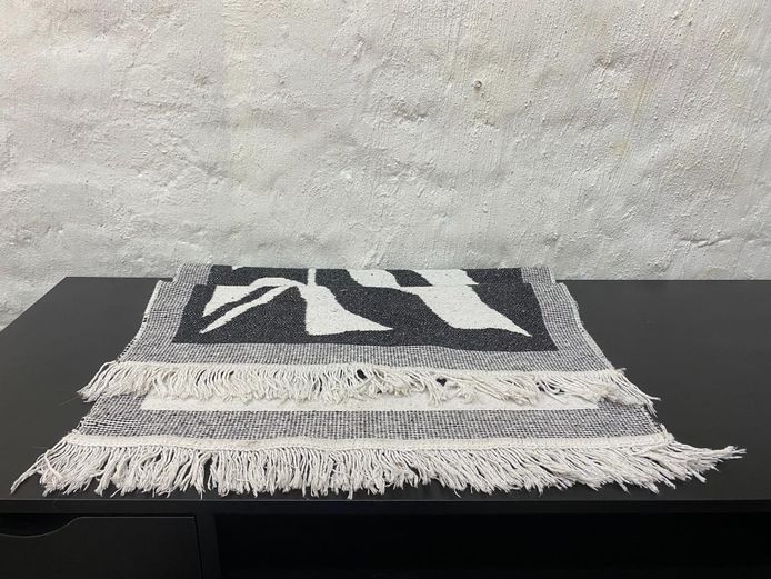 Contemporary Botanical Flatweave Cotton Rug