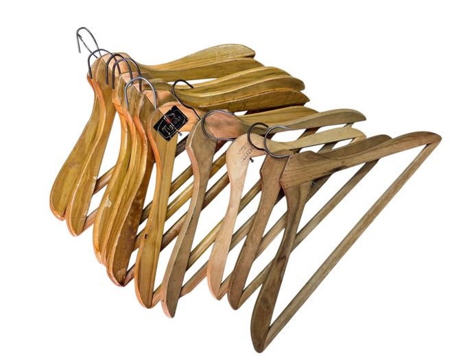 Collection of Vintage Wooden Clothing Hangers