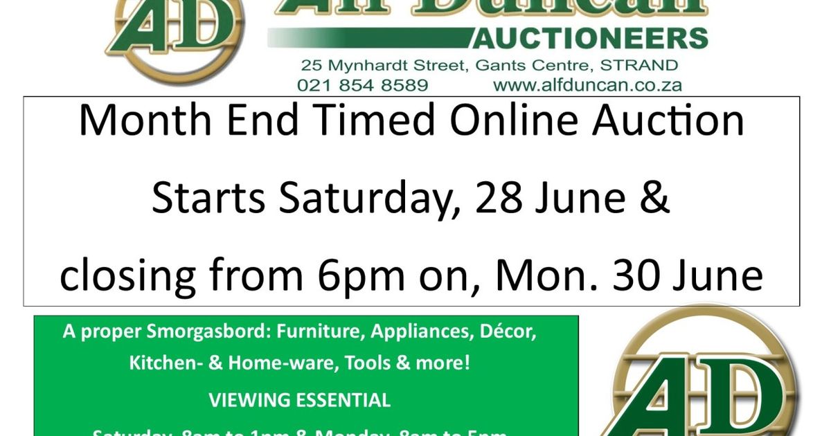 Mega Month End Timed Online Auction | SAIA Institute of Auctioneers