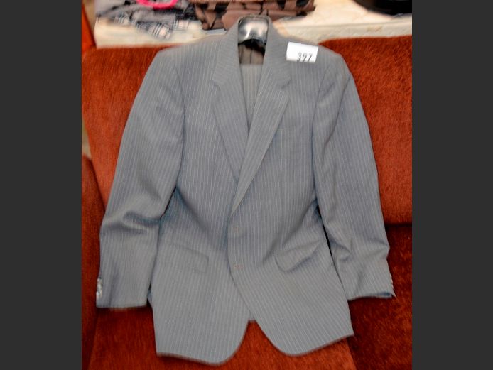 REX TRUFORM INTERNATIONAL GREY PINSTRIPE MEN'S SUIT