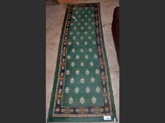 GREEN & BEIGE RUNNER, 230 x 70cm [Worn]