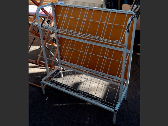 WHITE METAL 3-TIER DISPLAY STAND, 90 x 38 x 100cm