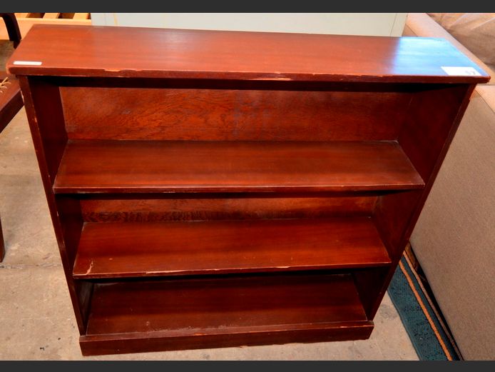 MAHOGANY FOIL 3-TIER BOOKSHELF, 91 x 21 x 92cm [Some chips]