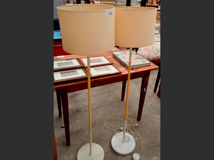 PAIR FLOOR LAMPS WITH SHADES, 134cm High