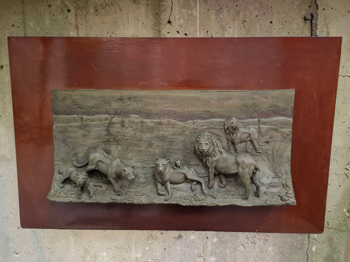 Limited Edition Bronze-Finish Lion Pride Bas-Relief Scuplture by "Dante"