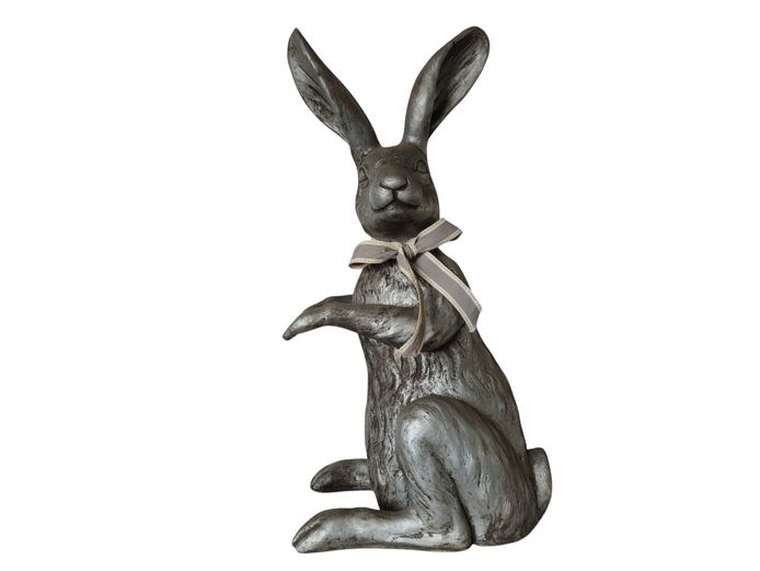Large Patinated Animalier-Style Seated Hare Sculpture